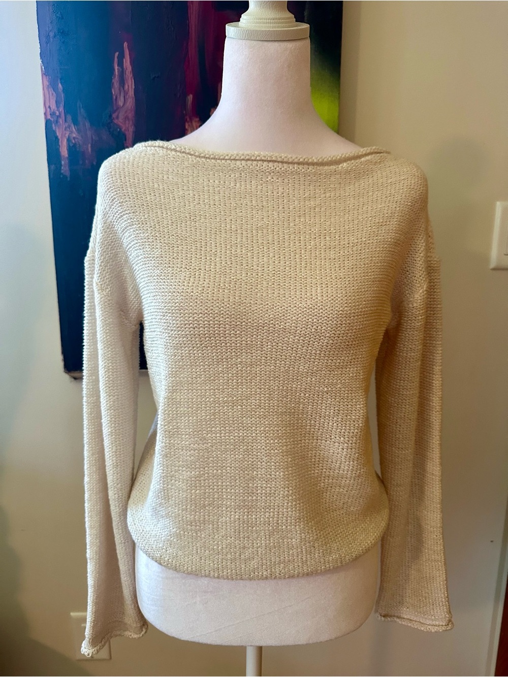LOFT Cream Boatneck Lightweight Sweater